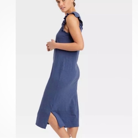 Universal Thread Ruffled Blue Midi Dress - Picture 2 of 8